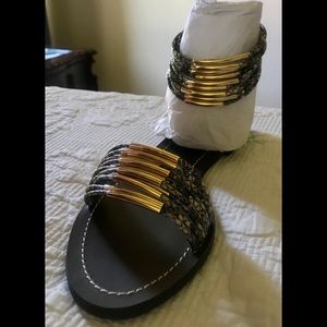 Tory Burch Snake Print Mignon Rings Sandals
